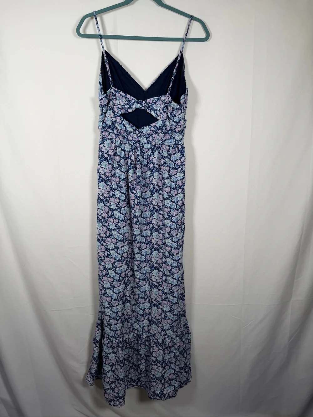 Wedding‎ Guest, Graduation Dress Blue and Pink Babydoll Floral Maxi Dress